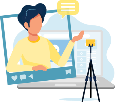 person creating a social post for their book